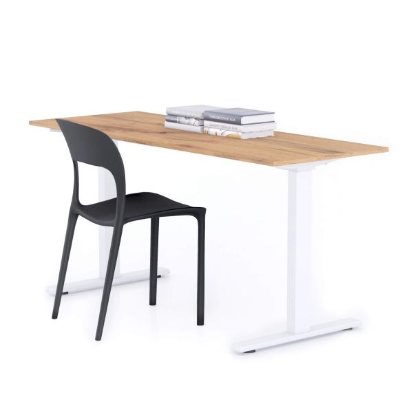 Bureau Clara 160x60 rustiek eiken met witte Poten