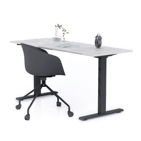 Birou Fix Clara 160x60 Gri Ciment cu Picioare Negre