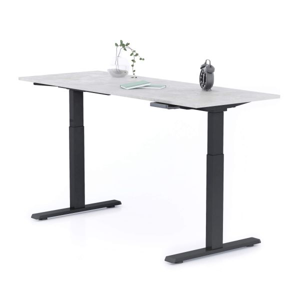 Verstelbaar Bureau Clara 160x60 Grijs Beton met Zwarte Poten detailafbeelding 1
