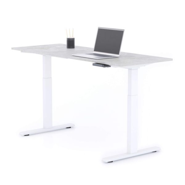 Verstelbaar Bureau Clara 160x60 Grijs Beton met Witte Poten detailafbeelding 1