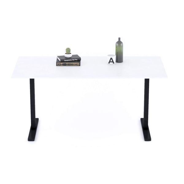 Bureau Clara 160x80 wit beton met zwarte Poten detailafbeelding 1