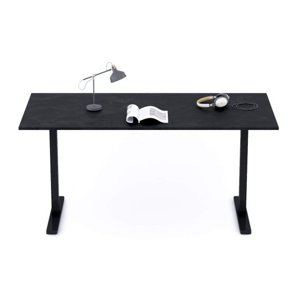 Bureau Clara 160x80 zwart beton met zwarte Poten detailafbeelding 1