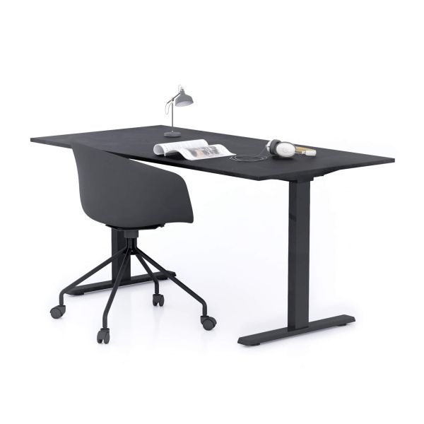 Bureau Clara 160x80 zwart beton met zwarte Poten