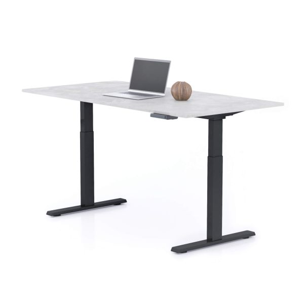 Verstelbaar Bureau Clara 160x80 Grijs Beton met Zwarte Poten detailafbeelding 1