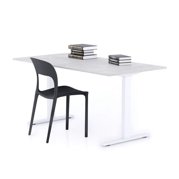 Bureau Clara 160x80 grijs beton met witte Poten