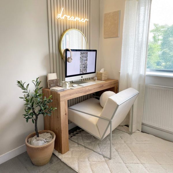 Table de bureau Evolution 120x40, Bois Rustique avec 2 pieds image de l'ensemble 1