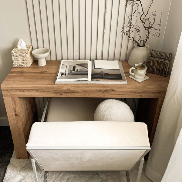Table de bureau Evolution 120x40, Bois Rustique avec 2 pieds image de l'ensemble 2