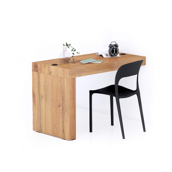 Bureau Evolution 120x60, Rustiek Eiken, één poot en Draadloze Oplader