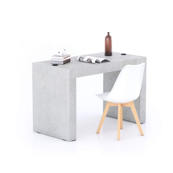 Birou Evolution 120x60, Gri Ciment cu Două Picioare și Încărcător Wireless