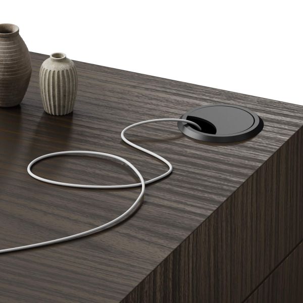 Mesa de jantar Evolution 120x40, nogueira escuro Duas Pernas e Carregador Wireless imagem de pormenor 3