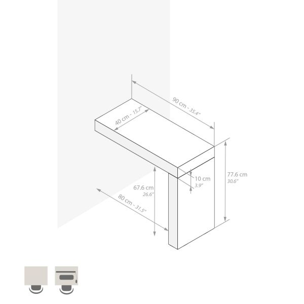 Mesa de jantar Evolution com uma perna 90x40, nogueira escuro imagem técnica 1