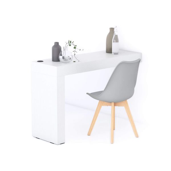 Masă de dining Evolution 120x40, Alb Frasin cu Un Picior și Încărcător Wireless