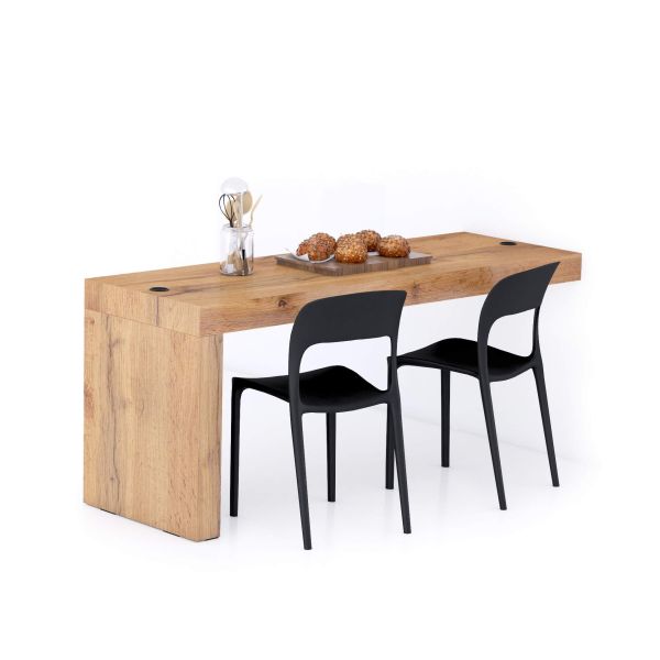 Mesa de jantar Evolution 180x60, Carvalho Rustico com Uma Perna e Carregador Wireless