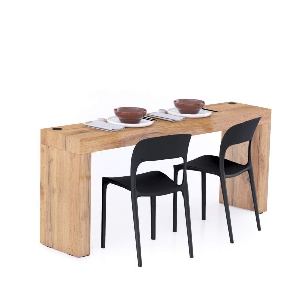 Mesa de jantar Evolution 180x40, Carvalho Rustico com Duas Pernas e Carregador Wireless