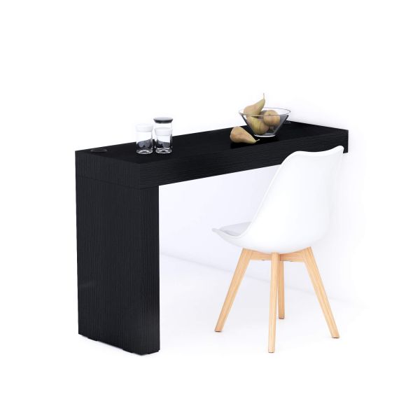 Mesa de jantar Evolution 120x40, Freixo Preto com Uma Perna e Carregador Wireless