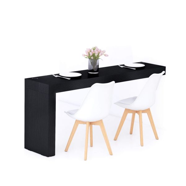 Masă de dining Evolution 180x40, Negru Frasin cu Un Picior și Încărcător Wireless