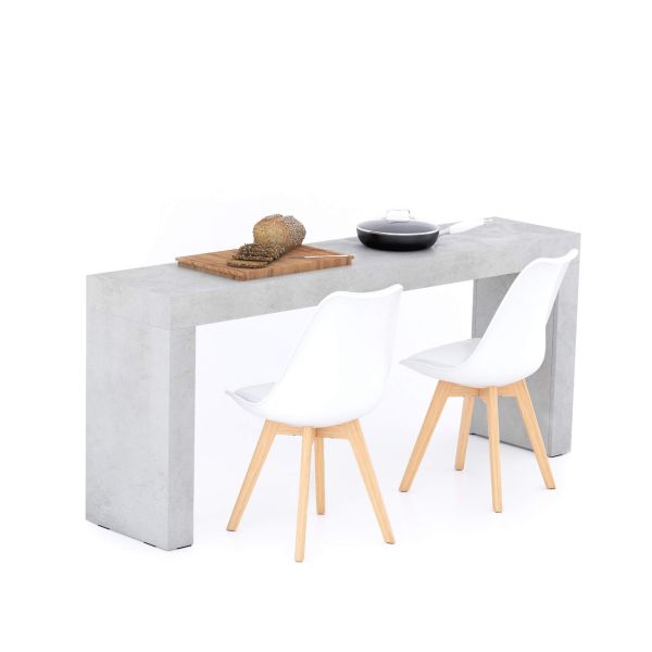 Mesa de jantar Evolution 180x40, Cimento Cinza com Duas Pernas