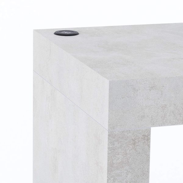 Mesa de jantar Evolution 120x40, Cimento Cinza com Duas Pernas e Carregador Wireless imagem de pormenor 1