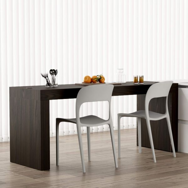 Mesa de jantar Evolution 180x60, nogueira escuro Duas Pernas e Carregador Wireless imagem do conjunto 1