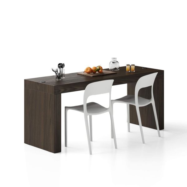 Mesa de jantar Evolution 180x60, nogueira escuro Duas Pernas e Carregador Wireless
