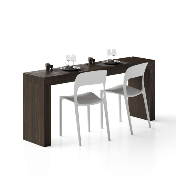 Masă de dining Evolution 180x40, Nuc Întunecat cu Două Picioare și Încărcător Wireless
