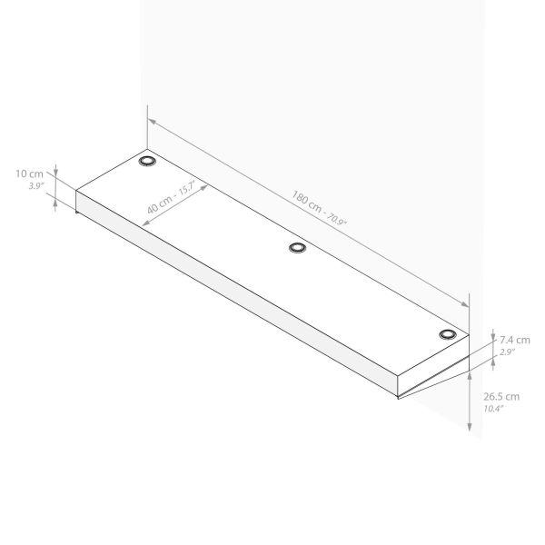 Tv wandmeble Evolution 180x40, Cement Grijs met Draadloze Oplader technische afbeelding 1