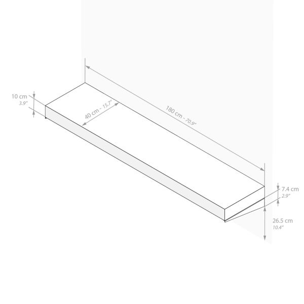 Wandkonsole Evolution 180x40, Esche Schwarz Technisches Bild 1