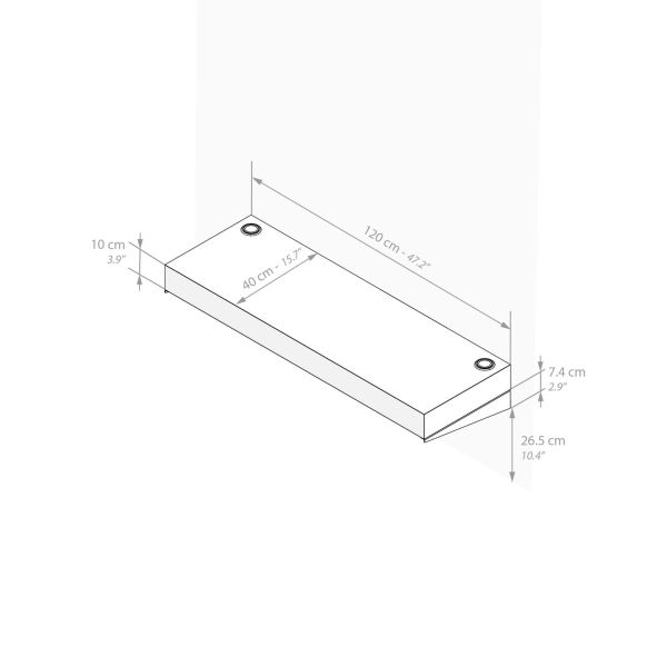 Tv Wandregal Evolution 120 x 40 mit kabellosem Ladegerät, Esche, Schwarz Technisches Bild 1