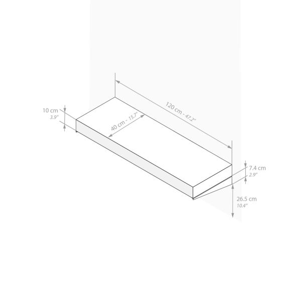 Tv wandmeubel Evolution 120x40, Rustiek Eiken technische afbeelding 1