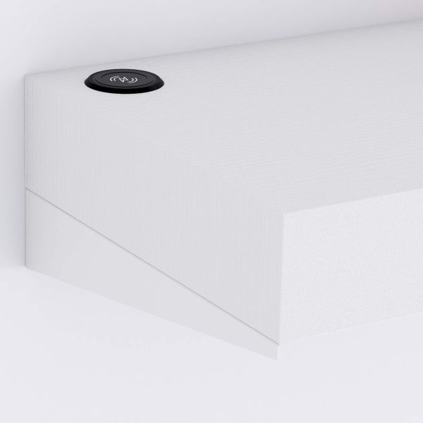 Tv Wandregal Evolution 120 x 40 mit kabellosem Ladegerät, Esche, Weiß Detailbild 2