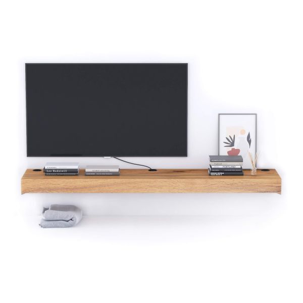 Tv Wandregal Evolution 180 x 40 mit kabellosem Ladegerät, rustikale Eiche Detailbild 1