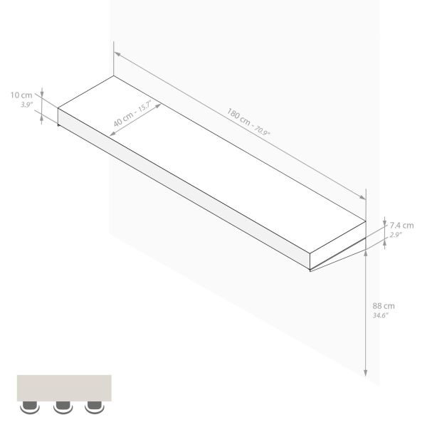 Evolution Extra großes Barregal 180 x 40, Esche,Schwarz Technisches Bild 1
