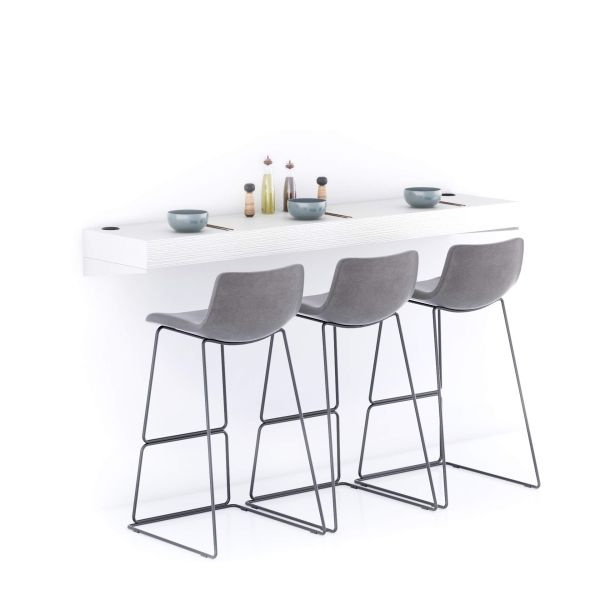 Prateleira de Bar Evolution 180x40, Freixo Branco com Carregador Wireless