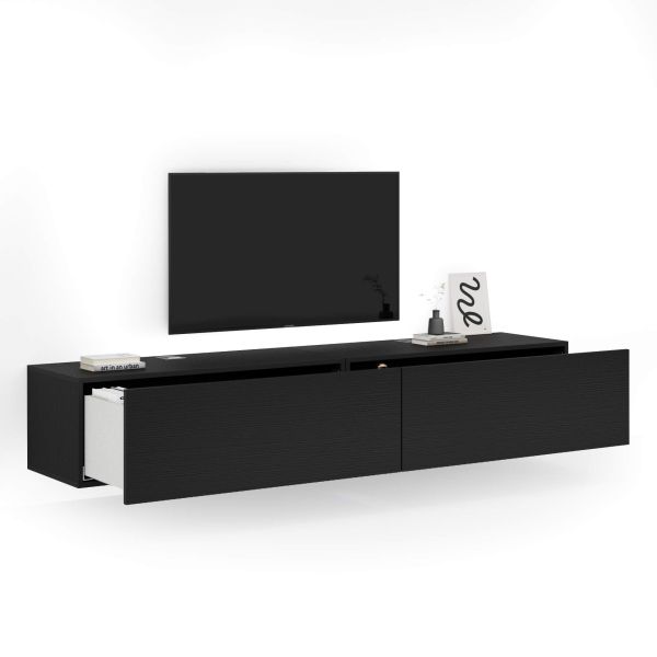Parede de Tv Easy 1, freixo preto, 208x44x36 cm imagem de pormenor 1