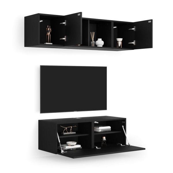 Easy woonkamer wandmeubel 2, essen zwart, 142x44x160 cm detailafbeelding 1