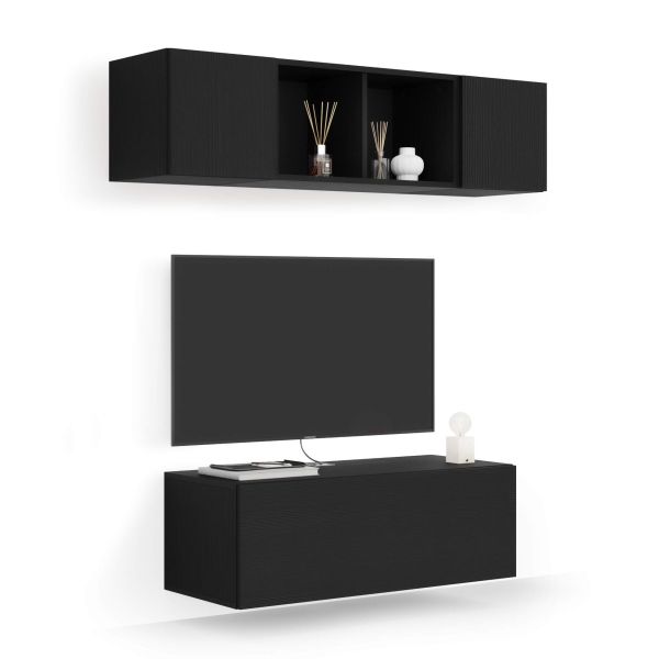 Easy woonkamer wandmeubel 2, essen zwart, 142x44x160 cm