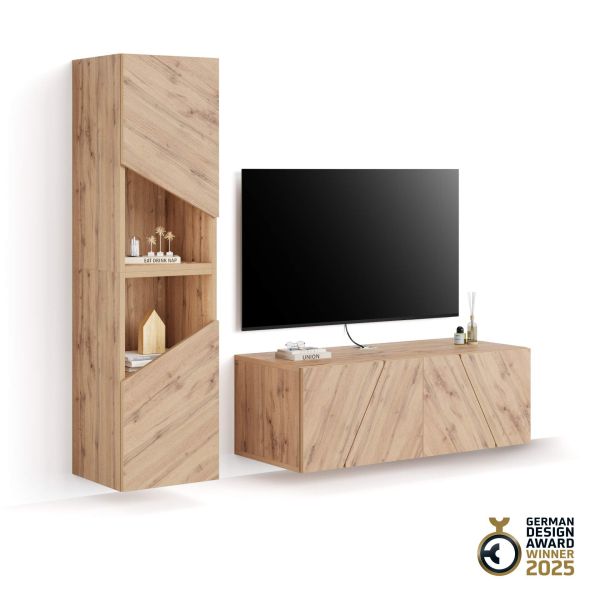 Parede de Tv Emma 2, carvalho rústico, 150x44x139 cm