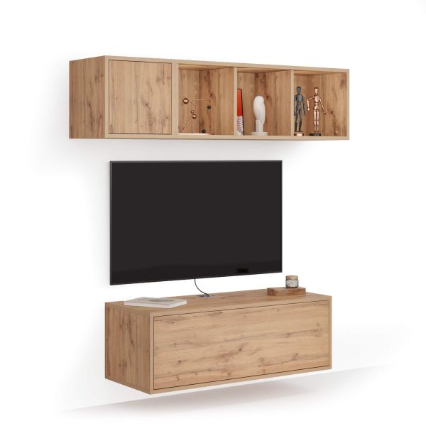Iacopo woonkamer wandmeubel 3, rustiek eiken, 140x42x150 cm