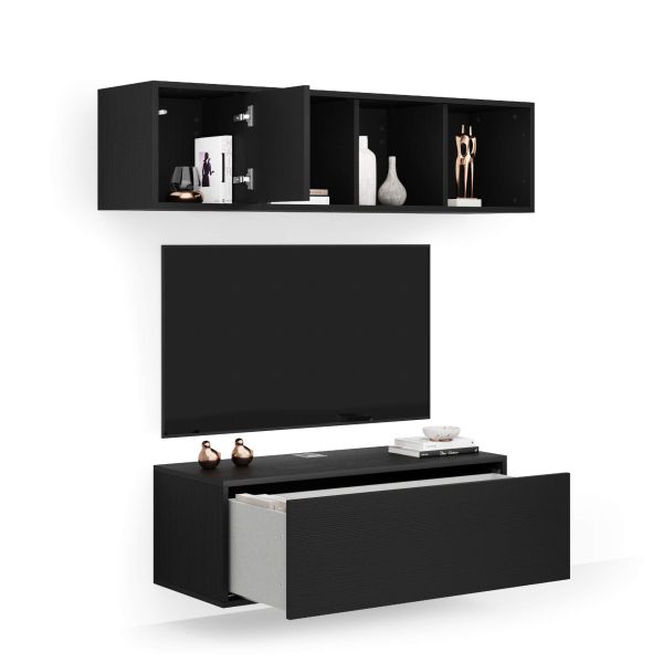 Iacopo woonkamer wandmeubel 3, essen zwart, 140x42x150 cm detailafbeelding 1