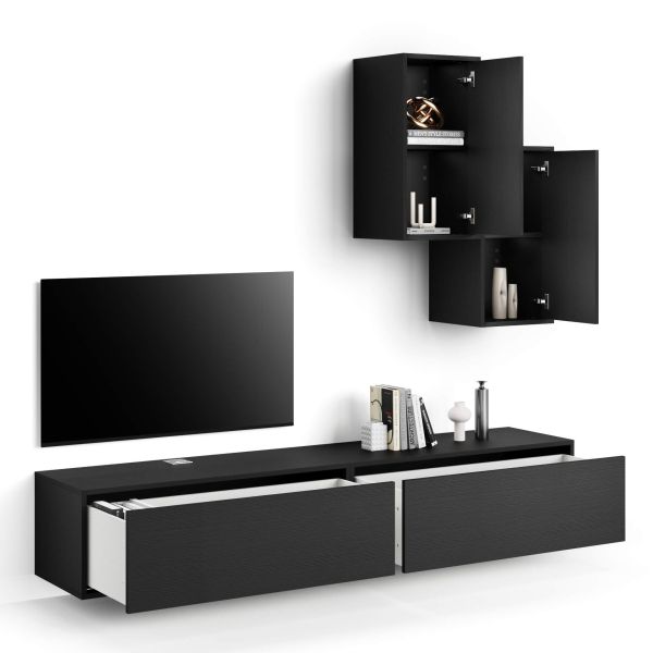 Parede de Tv Iacopo 4, freixo preto, 208x42x185 cm imagem de pormenor 1