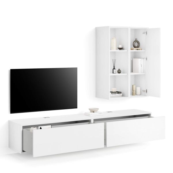 Parede de Tv Iacopo 7, freixo branco, 208x42x156 cm imagem de pormenor 1