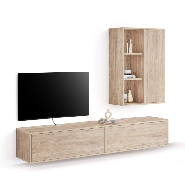 Parede de Tv Iacopo 7, carvalho, 208x42x156 cm