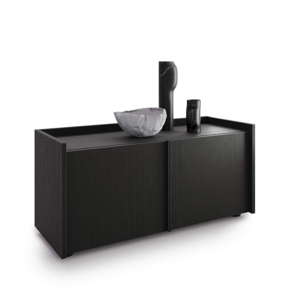 Lowboard Romina (93,6x36x44 cm), 2 Türen, Esche Schwarz Detailbild 2