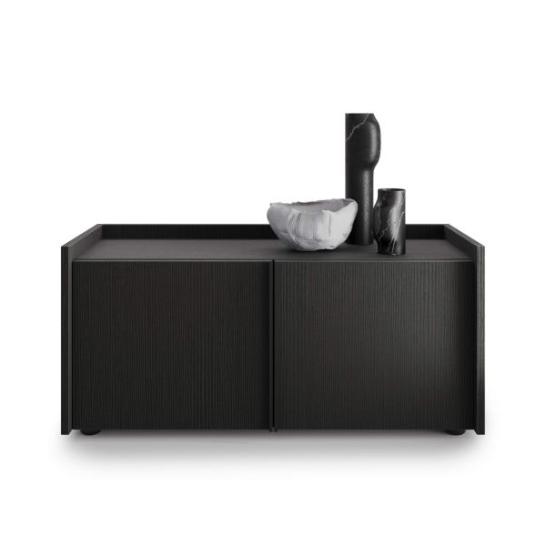Lowboard Romina (93,6x36x44 cm), 2 Türen, Esche Schwarz