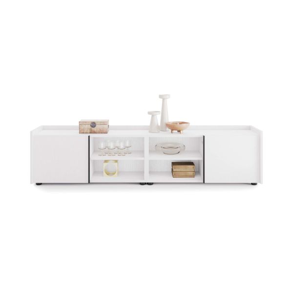 Lowboard Romina (183,6x36x44 cm), 2 Türen, Esche Weiß