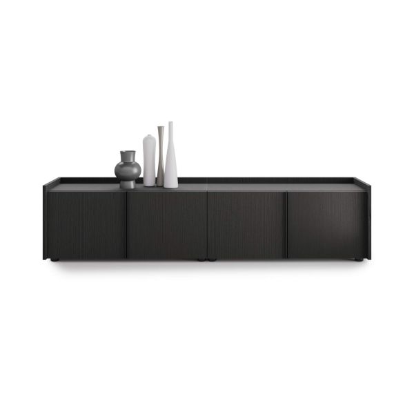 Mobilier Jos Romina (183,6x36x44 cm), 4 Uși, Negru Frasin