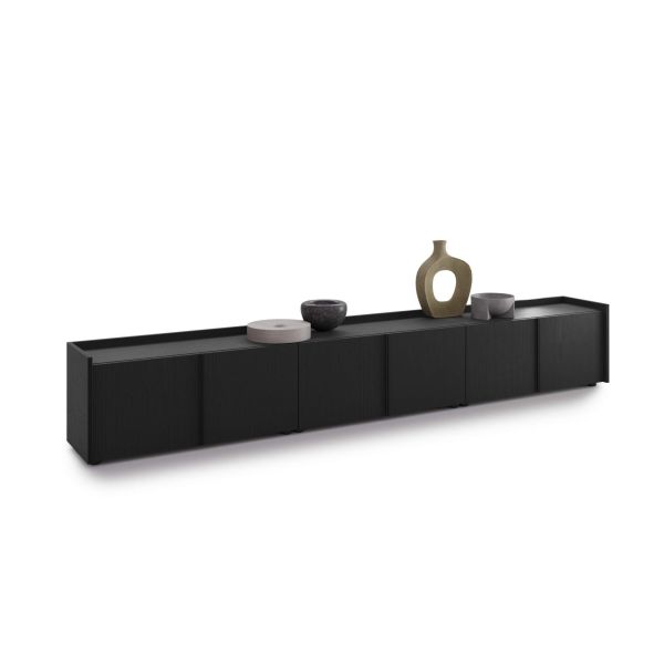 Romina Lage Kast (273.6x36x44 cm), 6 Deuren, Zwart Essen detailafbeelding 2