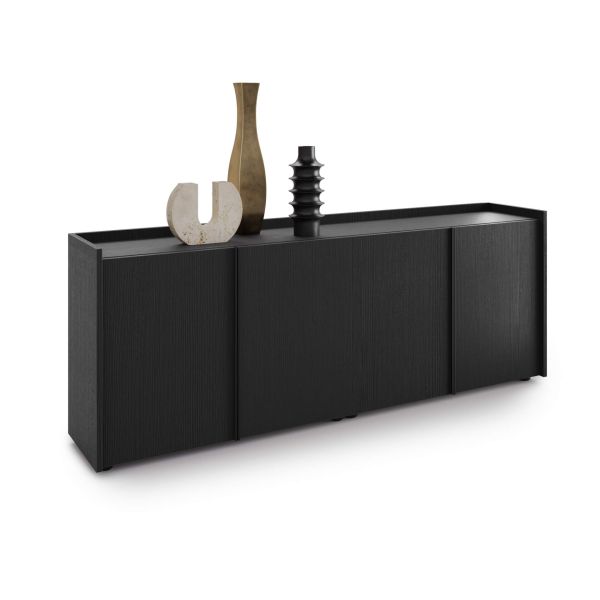 Lowboard Romina (183,6x36x70 cm), 4 Türen, Esche Schwarz Detailbild 1