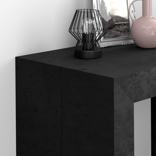 Consolle Sottile Con Ricarica USB - 15 Cm Di Profondità, Per Ingresso O Divano, Nero E Legno - Foto 3