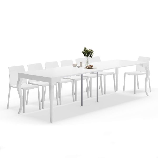 Masă Consolă Extensibilă, model Clasic, 45(306,2)x90 cm, Alb Mat